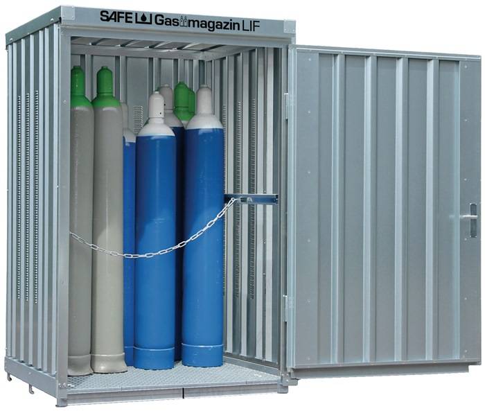 Gasflaschenlager B1420xT1490xH2250mm verzinkt,mont.m.Bodenrahmen SÄBU