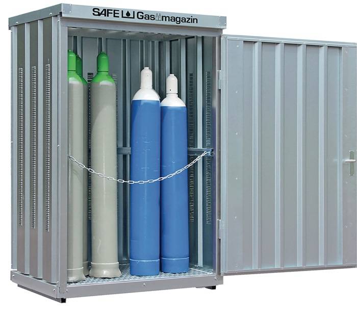 Gasflaschencontainer B1420xT1080xH2250mm verzinkt,mont.m.Bodenrahmen