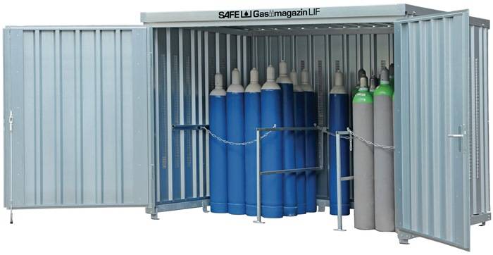 Gasflaschenlager Typ 366 B3050xT2170xH2250mm verz.montiert,o.Bodenrahmen SÄBU