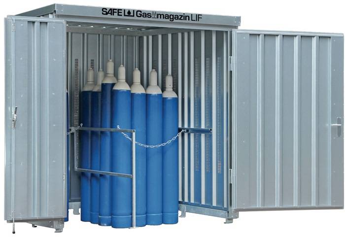 Gasflaschencontainer B2100xT1141xH2250mm verz.montiert,o.Bodenrahmen