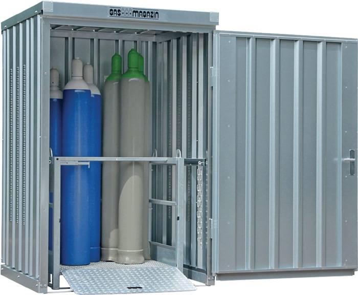 Gasflaschenlager B1420xT1490xH2250mm verz.montiert,o.Bodenrahmen SÄBU