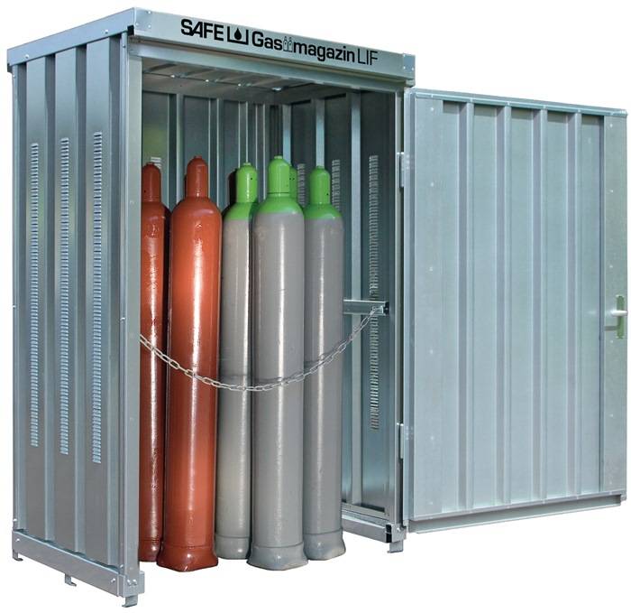 Gasflaschencontainer B1420xT1080xH2250mm verzinkt,mont.o.Bodenrahmen