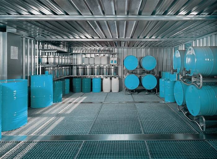 Lagercontainer-Kombination B3050xT6520xH2300mm zerlegt gem.GHS 1-4 Vol.3 x 1030l