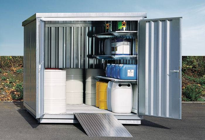 Lagercontainer-Kombination B3050xT6520xH2300mm zerlegt gem.GHS 1-4 Vol.3 x 1030l