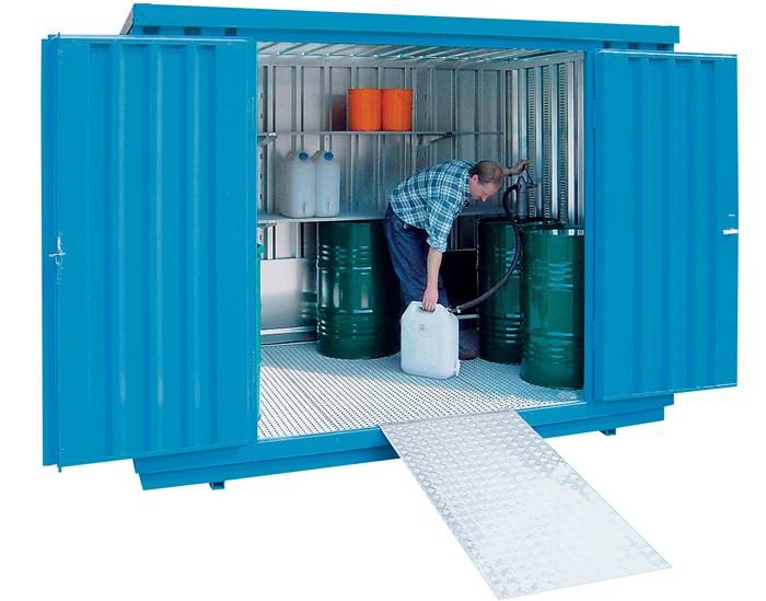Lagercontainer B4050xT2170xH2300mm mont.gem.GHS 1-4 verz.Auffangvol.1050l
