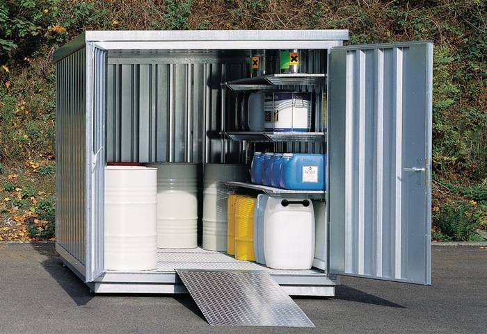 Lagercontainer B2100xT1140xH2300mm mont.gem.GHS 1-4 verz.Auffangvol.275l