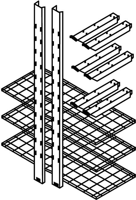 Gitterrostregal B1200xT500mm verz.m.3 Gitterrostböden f.Lagercontainer