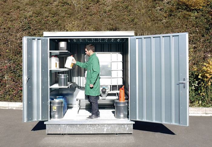 Lagercontainer B3050xT2170xH2310mm mont.gem.WGK 1-3 verz.Auffangvol.1030l