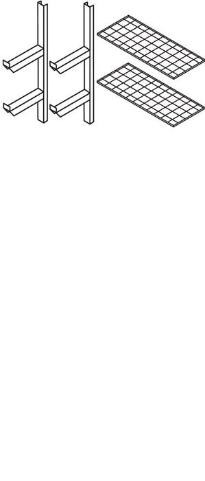 Gitterrostregal B1200xT500mm verz.m.2 Gitterrostböden f.Lagercontainer