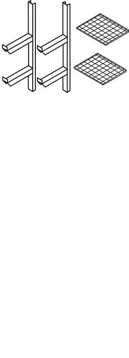 Gitterrostregal B600xT500mm verz.m.2 Gitterrostböden f.Lagercontainer