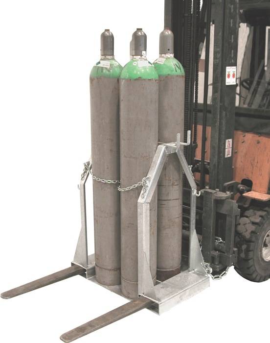 Stahlflaschenpalette f.4 Gasflaschen Flaschen-D.250mm verz.f.Gabelstapler BAUER