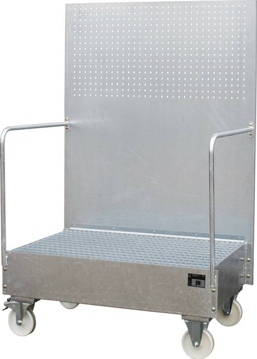 Auffangwanne 215l L1280xB800xH2015mm Stahlbl.m.Gitterrost silber BAUER