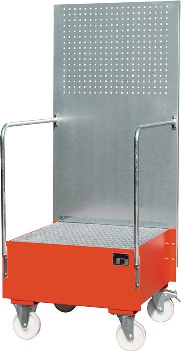 Auffangwanne 203l L870xB890xH2110mm Stahlbl.m.Gitterrost feuerrot BAUER