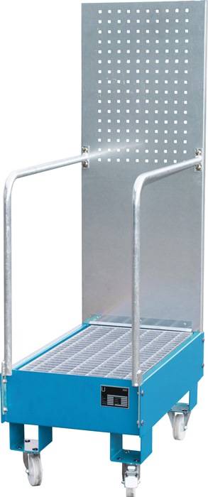 Auffangwanne 60l L875xB500xH1685mm Stahlbl.m.Giiterrost lichtblau BAUER