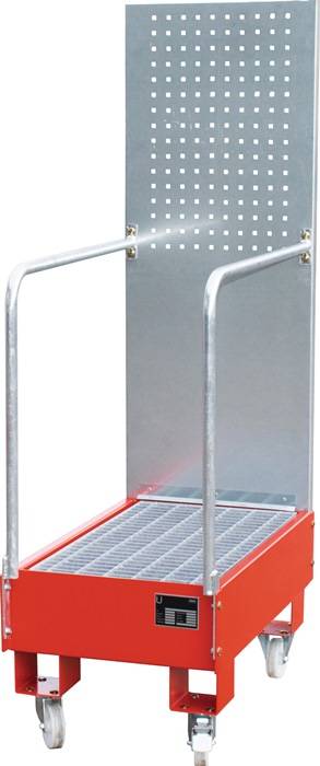 Auffangwanne 60l L875xB500xH1685mm Stahlbl.m.Giiterrost feuerrot BAUER