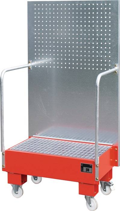 Auffangwanne 60l L570xB890xH1685mm Stahlbl.m.Giiterrost feuerrot BAUER