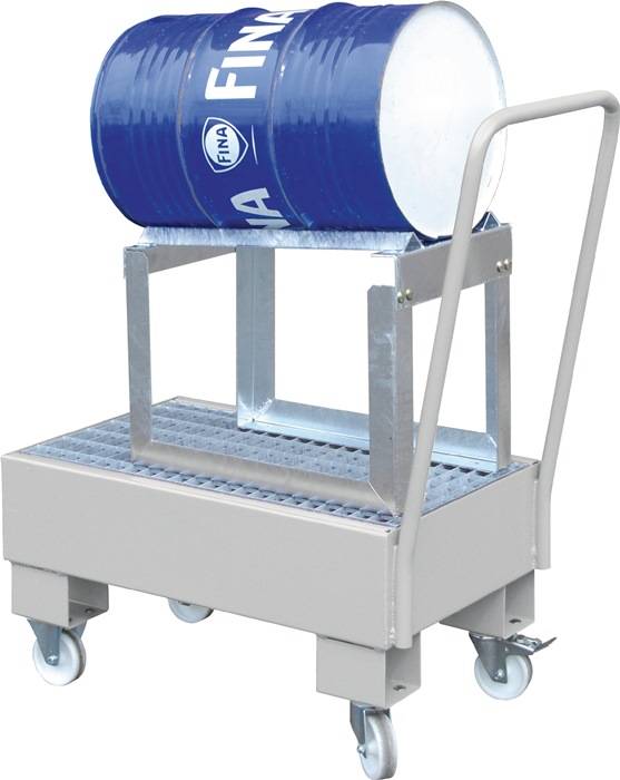 Auffangwanne 61l L800xB500xH415mm fahrbar,m.Fassbock silber BAUER