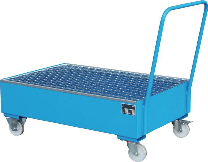 Auffangwanne fahrbar,o.Fassbock 211l L1200xB800xH515mm lichtblau