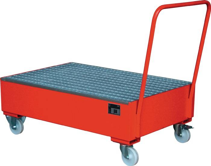 Auffangwanne fahrbar,o.Fassbock 211l L1200xB800xH515mm feuerrot