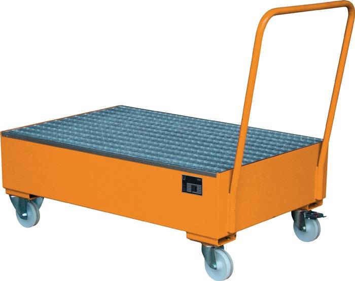 Auffangwanne fahrbar,o.Fassbock 211l L1200xB800xH515mm gelborange