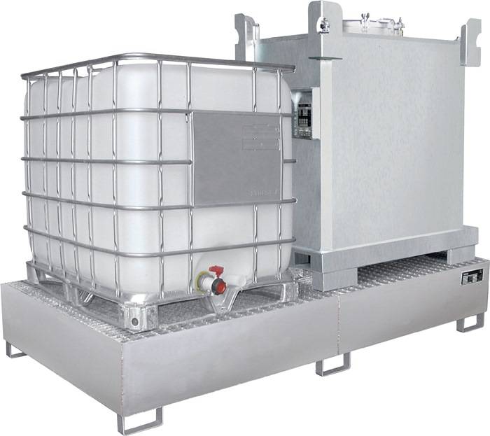 Auffangwanne 1000l L2650xB1300xH435mm VA o.Gitterrost BAUER