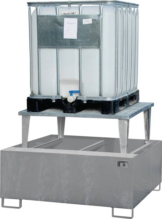 Auffangwanne 1000l L1460xB1460xH1090mm Stahlbl.m.Gitterrost silber BAUER