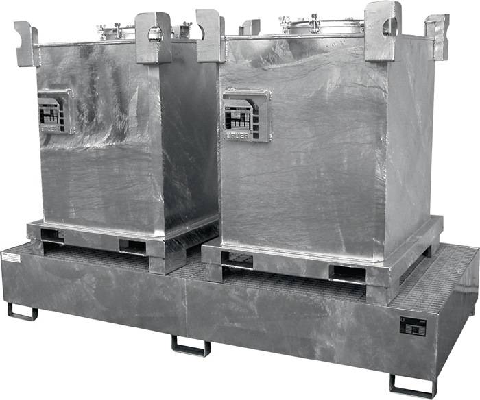 Auffangwanne 1000l L2650xB1300xH435mm Stahlbl.m.Gitterrost silber BAUER