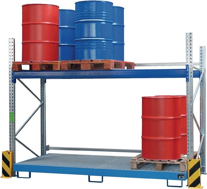 Einhängewanne 200l L1750xB1250/915xH160mm Stahlbl.m.Gitterrost gelborange BAUER