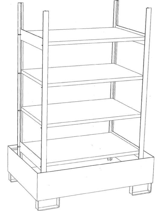 Kleingebinderegal B1000xT600xH2000mm Grundregal 4 Fbd.BAUER