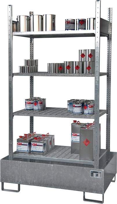 Kleingebinderegal B1000xT600xH2000mm Grundregal 4 Gitterroste BAUER