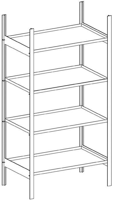 Kleingebinderegal B1000xT600xH2000mm Grundregal 4 Wannenböden BAUER