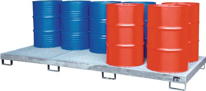 Auffangwanne 240l L3250xB1300xH190mm Stahlbl.m.Gitterrost silber