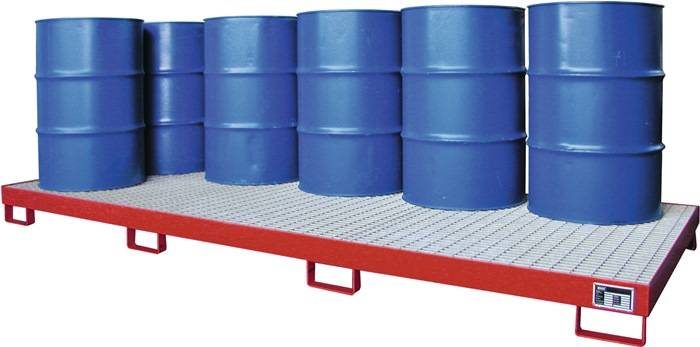 Auffangwanne 240l L3250xB1300xH190mm Stahlbl.m.Gitterrost feuerrot