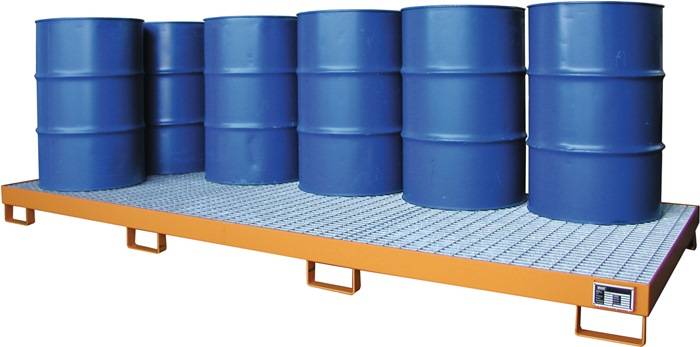 Auffangwanne 240l L3250xB1300xH190mm Stahlbl.m.Gitterrost gelborange