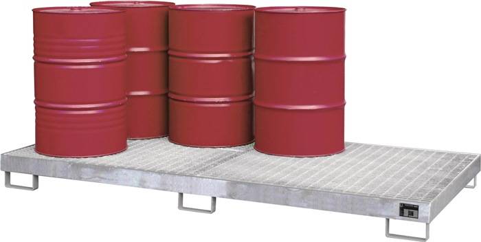 Auffangwanne 240l L2650xB1300xH210mm Stahlbl.m.Gitterrost silber