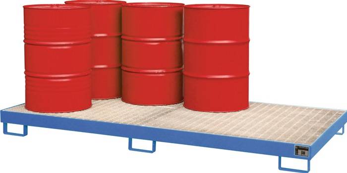 Auffangwanne 240l L2650xB1300xH210mm Stahlbl.m.Gitterrost lichtblau