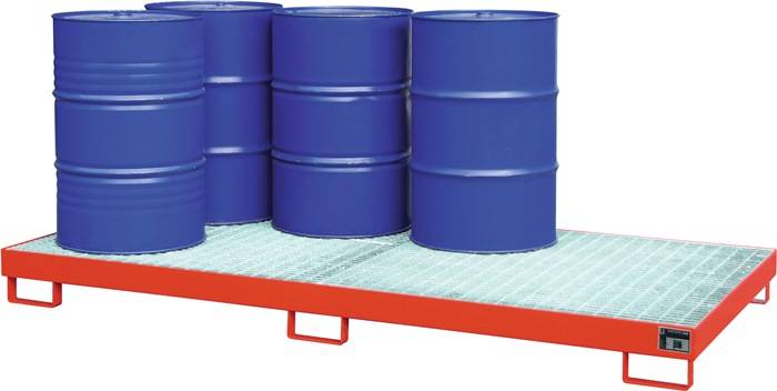 Auffangwanne 240l L2650xB1300xH210mm Stahlbl.m.Gitterrost feuerrot