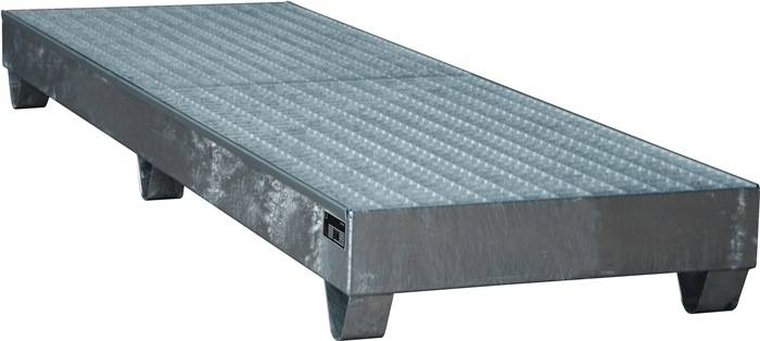 Auffangwanne 222l L2400xB800xH250mm Stahlbl.m.Gitterrost silber