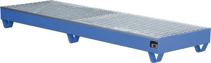 Auffangwanne 222l L2400xB800xH250mm Stahlbl.m.Gitterrost lichtblau