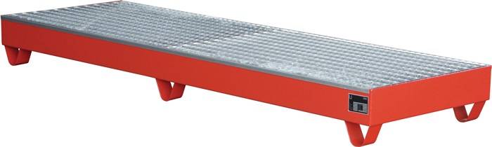 Auffangwanne 222l L2400xB800xH250mm Stahlbl.m.Gitterrost feuerrot