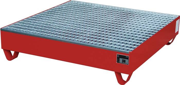 Auffangwanne 216l L1200xB1200xH285mm Stahlbl.m.Gitterrost feuerrot
