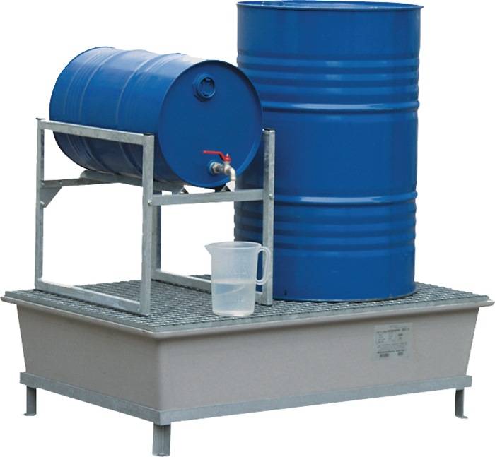 Auffangwanne 220l L1280xB850xH290mm GFK m.verz.Gitterrost