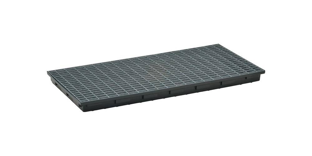 CEMO Regalwanne L1300xB620xH80mm Polyethylen schwarz mit Gitterrost