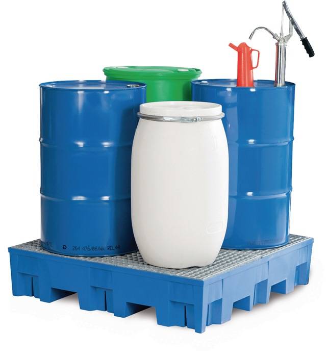 Auffangwanne 255l L1235xB1235xH275mm PE m.verz.Gitterrost ASECOS