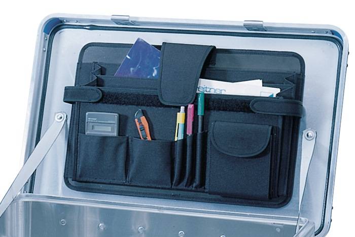 Tascheneinsatz L430xB290mm f.Unterlagen strapazierfähiges Gewebe f.Alu-Box