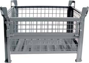 Gitterbehälter RAL7005 B1200xT800xH600 mm Nutzlast 1t Auflast 4t 1/2 Klappe - Artikel: 7830409967