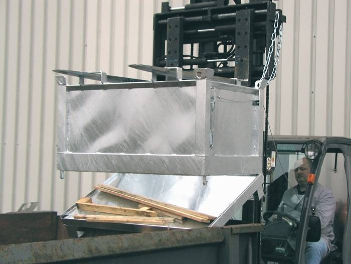 Klappbodenbehälter 0,5 m³ L800xB1200xH860mm verz.silber o.Zentrierwände BAUER