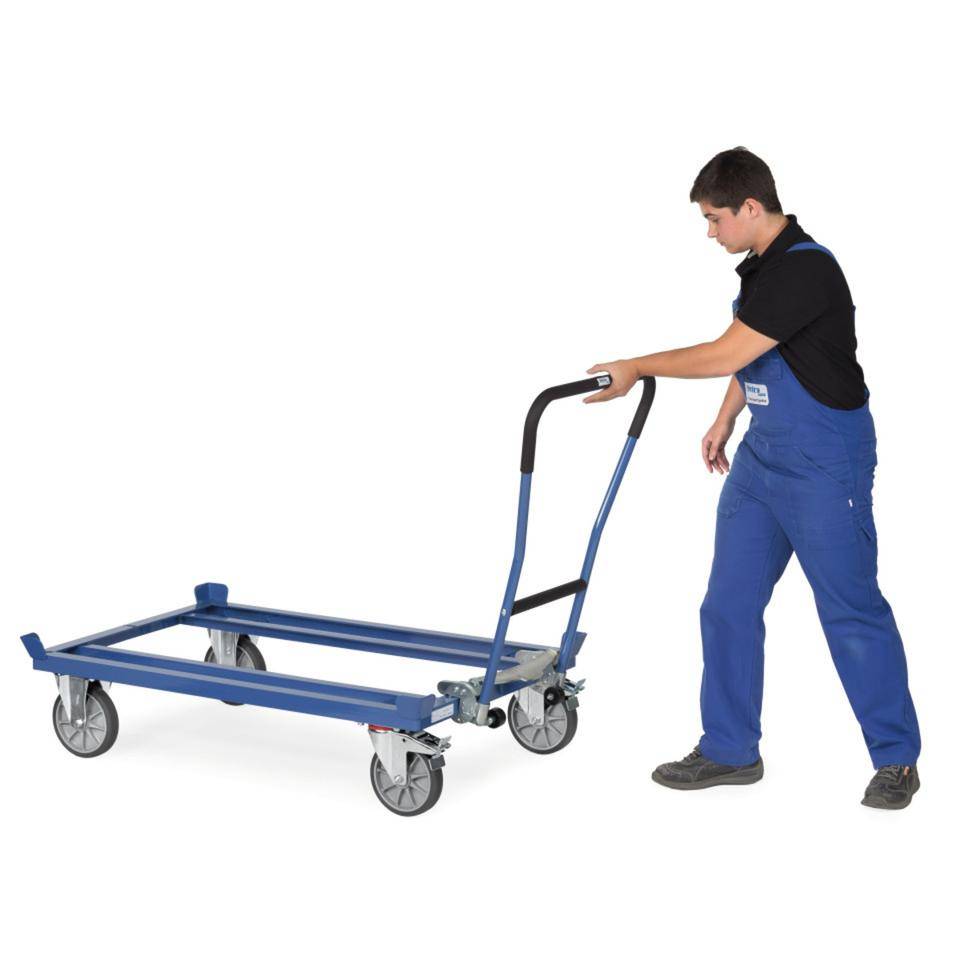 fetra® Einklink-Rohrschiebebügel für Paletten-Fahrgestelle, blau, Stahlrohr, 7,5kg