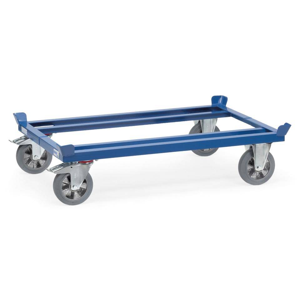 fetra® Paletten-Fahrgestell, Vollgummibereifung, blau, Stahl, 1255x855x329mm, 35kg