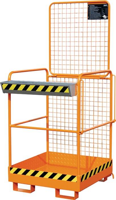 Sicherheitskorb B835xT1040xH1900mm zul.Gew.240kg gelborange f.Gabelstapler BAUER